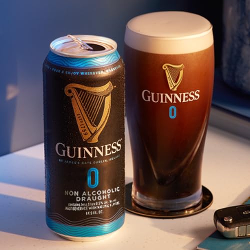 Guinness 0 Zero 10 Pack Non-Alcoholic Draught Stout Beer | 14.9oz Cans | Alcohol-Free Brew