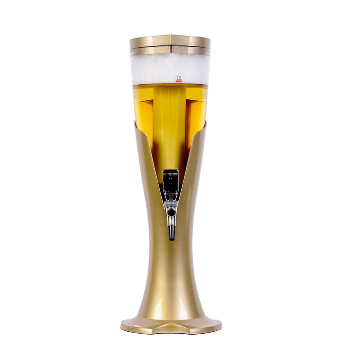 Mpuufom Beer Tower 3L/100oz Beverage Dispenser with fluent Spigot & Ice Tube,Margarita Tower, Mimosa Tower, Tabletop Liquor Drink Dispenser for Parties, Bars, Pubs, Restaurants
