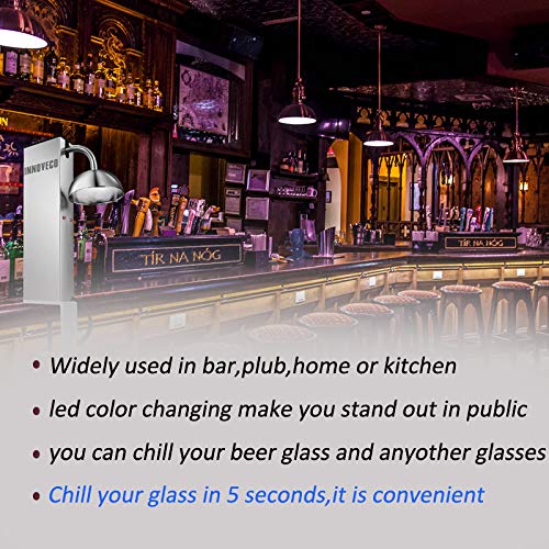 INNOVECO Glass Chiller – CO2 Glass Froster for Cups and Glasses – Instant Drink Chiller for Cocktail, Beer, Mixed Drinks, Wine – Glass Chiller for Bar, Restaurant, Kitchen.