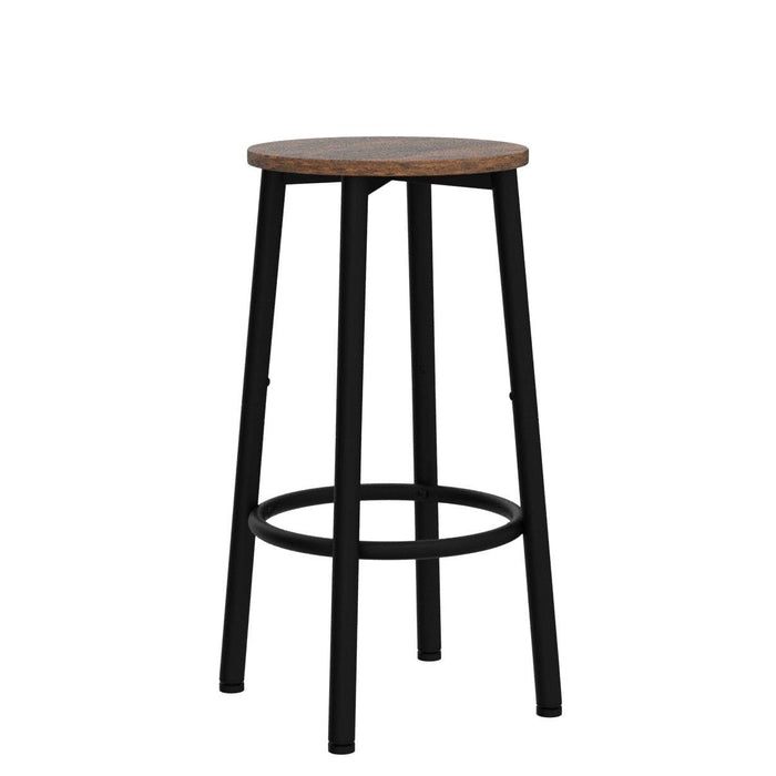 HOOBRO Bar Stools, Set of 2 Bar Chairs, Kitchen Round Height Stools with Footrest, Breakfast Bar Stools, Sturdy Steel Frame, for Dining Room, Kitchen, Party, Easy Assembly, Rustic Brown BF03BY01