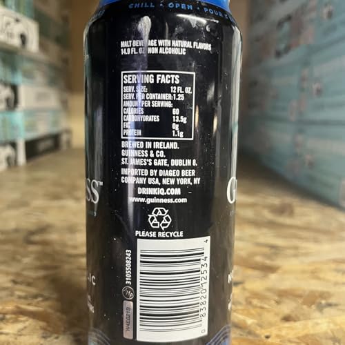 Guinness 0 Zero 10 Pack Non-Alcoholic Draught Stout Beer | 14.9oz Cans | Alcohol-Free Brew