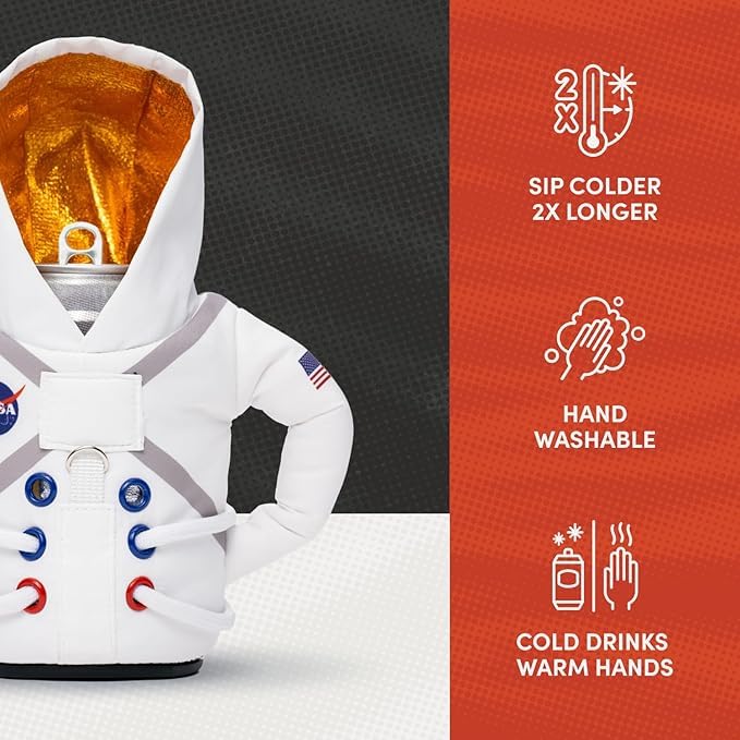 Puffin - The Space Suit Jacket - Insulated 12 oz and16 oz Can Cooler I Beer Bottle & Soda Can Insulator, Keep Drinks and Beverages Cold (White 2025)