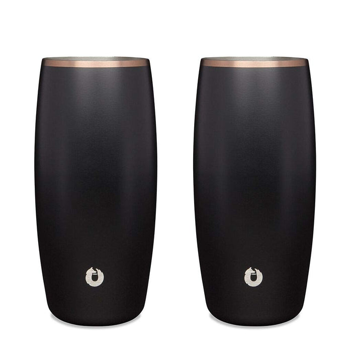 SNOWFOX Premium Vacuum Insulated Stainless Steel Beer Glass, Home Bar Accessories, Elegant Bartending, Lightweight Pint Glasses, Sleek Drinkware, Frosty Beverages Stay Cold, 18oz, Set of 2,Black/Gold
