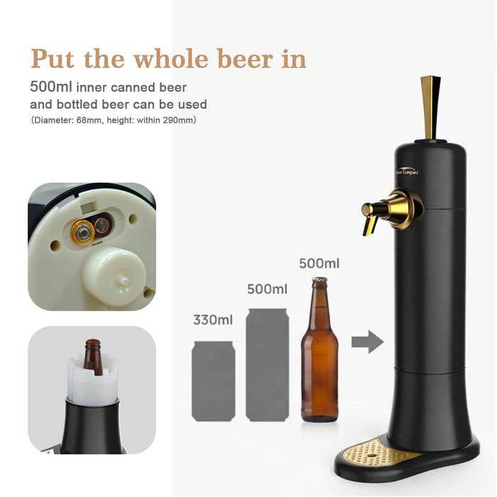 Beer Dispenser for Cans and Bottles, Cordless Draft-Style Foam Tap Gift