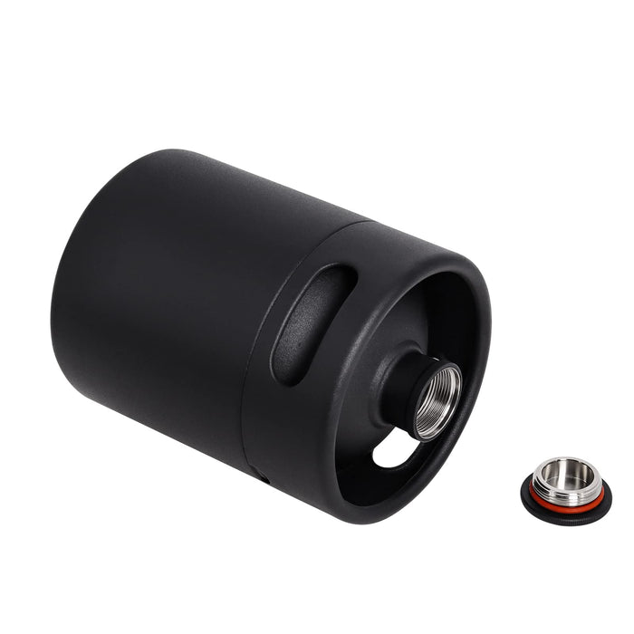 Mini Keg Growler, 64 OZ 304 Stainless Steel Mini Beer Keg with Seal knob Cover, Pressurized Growler with No Scratch Matte Black Powder Coated for Home kitchen Brewing Beer(2L)