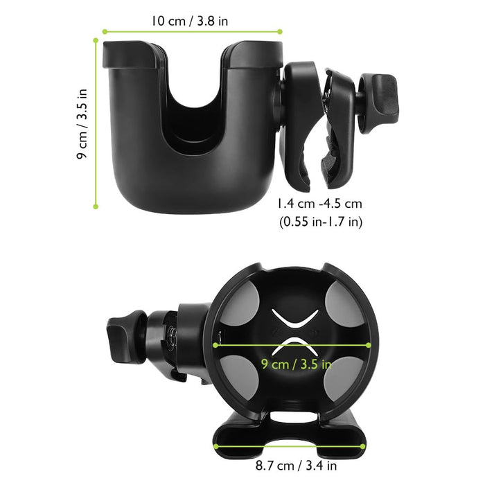 Accmor Stroller Cup Holder with Phone Holder, Bike Cup Holder, Universal Cup Holder for Uppababy Nuna Doona Strollers, 2-in-1 Cup Holder for Walker, Wheelchair, Scooter