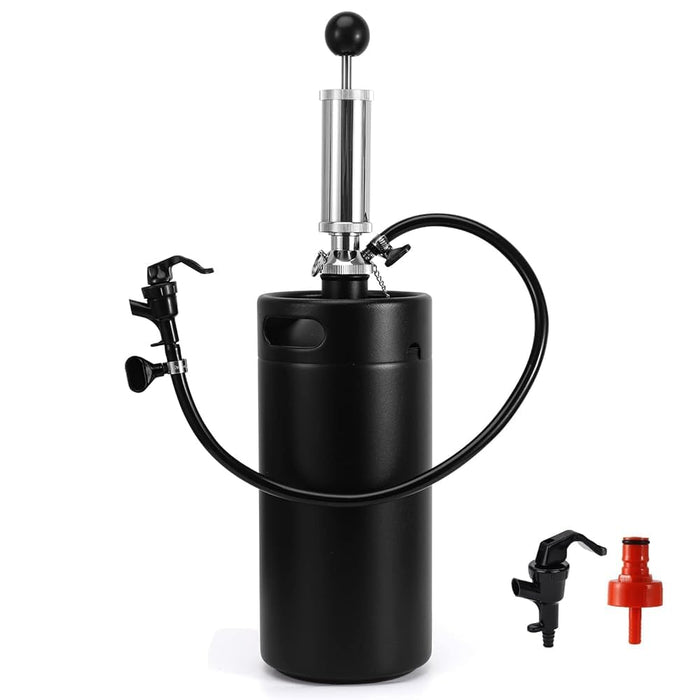 FERRODAY Stainless 128oz Mini Keg Hand Pump Beer Growler Beer Keg Draft Beer Dispenser Growler for Beer Mini Keg Hand Pump Picnic Beer Faucet Keg Portable Mini Keg Beer Pump Beer Tap