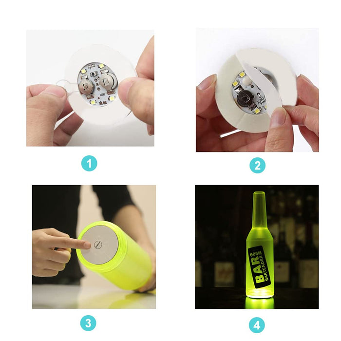 12Pcs LED Coaster, LED Sticker Lights, LED Bottle Lights Cup Holder Lights for Wine Liquor Bottle, Bottle Sparklers for Champagne, Party, Bar, Colorful