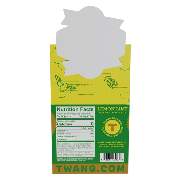 Twang Flavored Beer Salt Seasoning, Lemon Lime, Toppings for Beer, Hard Seltzers, Canned Cocktails and More, 1.4 Ounce (Pack of 24)