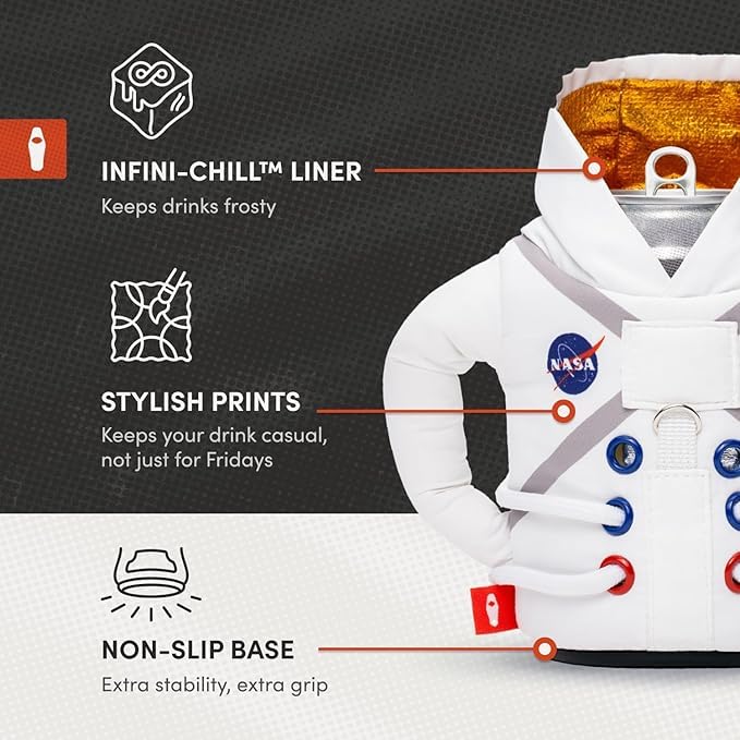 Puffin - The Space Suit Jacket - Insulated 12 oz and16 oz Can Cooler I Beer Bottle & Soda Can Insulator, Keep Drinks and Beverages Cold (White 2025)