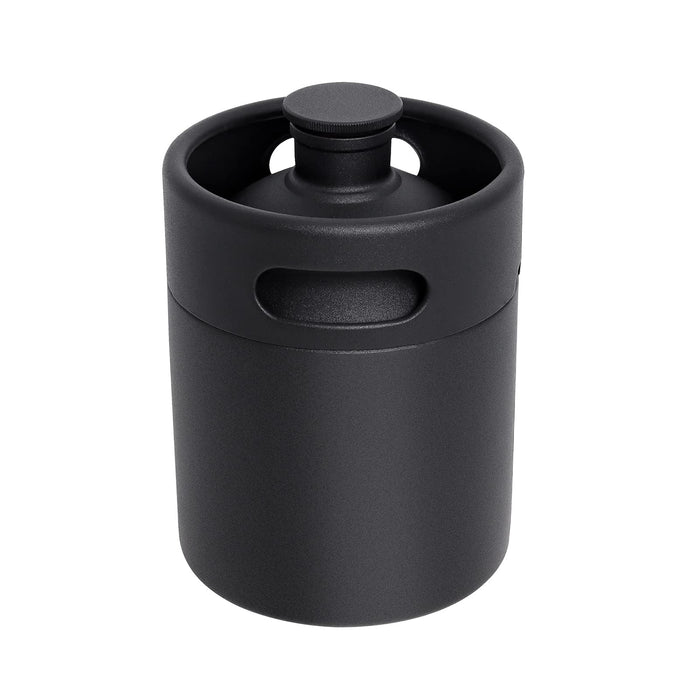 Mini Keg Growler, 64 OZ 304 Stainless Steel Mini Beer Keg with Seal knob Cover, Pressurized Growler with No Scratch Matte Black Powder Coated for Home kitchen Brewing Beer(2L)