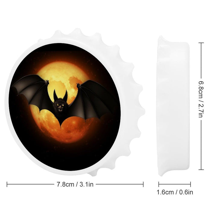 Halloween Bat Fridge Magnets Bottle Opener with Cap Catcher Removable Wall Mounted Beer Bottle Opener for Kitchen Fridge Beer Gifts for Men Women