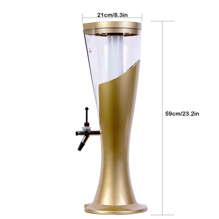 Mpuufom Beer Tower 3L/100oz Beverage Dispenser with fluent Spigot & Ice Tube,Margarita Tower, Mimosa Tower, Tabletop Liquor Drink Dispenser for Parties, Bars, Pubs, Restaurants