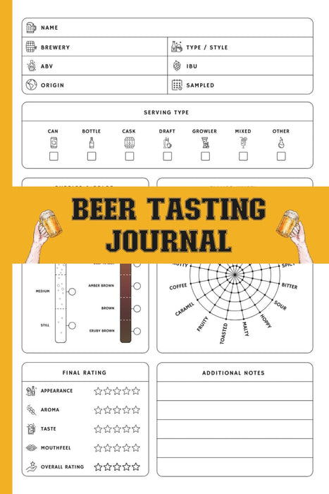 Beer Tasting Journal: A Logbook for Rating Craft Beer, with a Flavor Wheel, Brewery Visit Logs, and Cellar Inventory