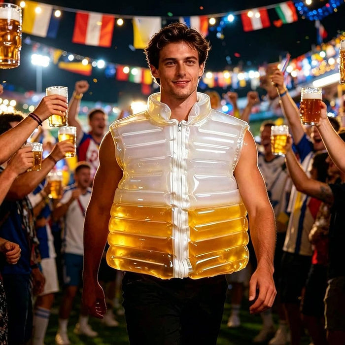 Beer Jacket With Straw, Transparent Puffer Coat, Fun Beer Beverage Holder, Party Essential, Drinkable Jacket for Festivals And Outdoor Events, Beergifts for Couple