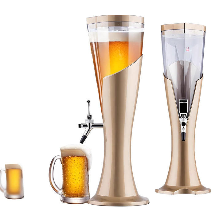 Mpuufom Beer Tower 3L/100oz Beverage Dispenser with fluent Spigot & Ice Tube,Margarita Tower, Mimosa Tower, Tabletop Liquor Drink Dispenser for Parties, Bars, Pubs, Restaurants