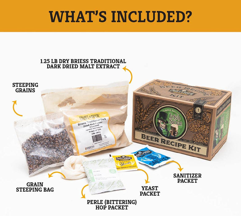 Craft A Brew Recipe Kit - Bone Dry Irish Stout Refill - 1 Gallon - Ingredients for Home Brewing Beer