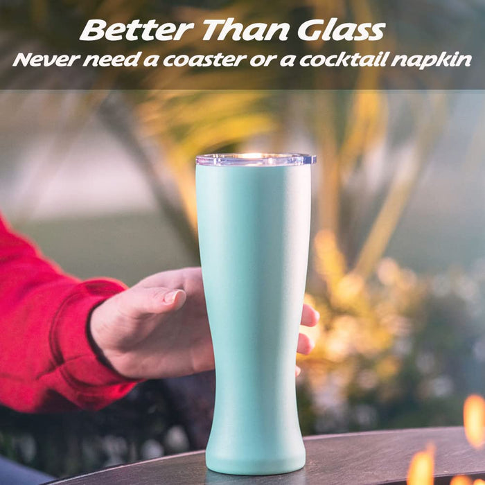 MASON FORGE | Stainless Steel Pint Double Insulated Beer Tumbler | Double Wall Vacuum Insulated | Sweat & Condensation Free | HOT or COLD Beverages | Pilsner Style Glass