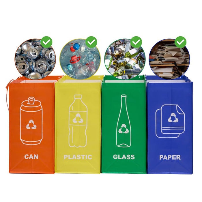 4 PCS Recycle Bin,Separate Recycling Bin,Reusable Waterproof Waste Baskets for Kitchen Office Home,Indoor Recycle Bins Waste Trash Sorting Organizer