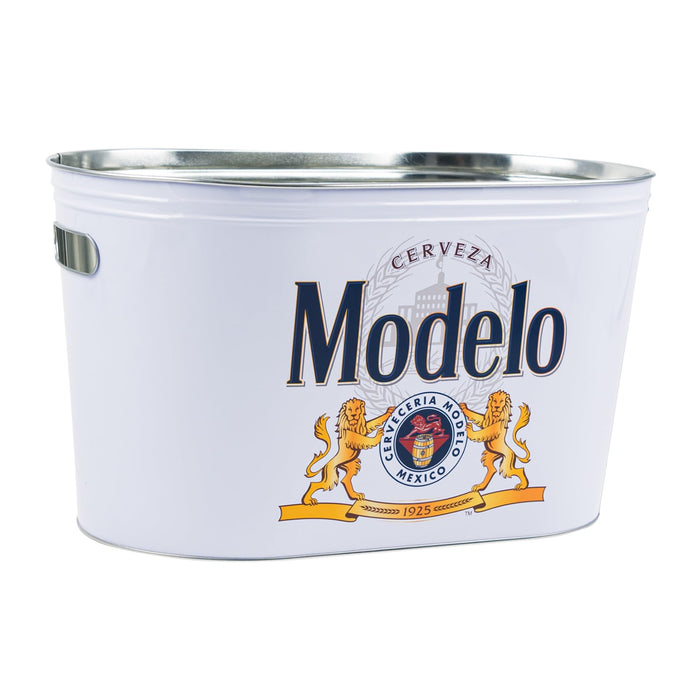 Modelo Entertaining Bundle Set – Galvanized Beverage Tub, Serving Tray, Napkin Holder, Straw Holder, Salt & Pepper Caddy, and Locktop Canisters – Indoor & Outdoor Beverage Serving Collection (White)