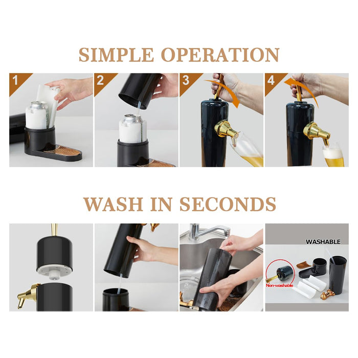 Beer Dispenser for Cans and Bottles, Cordless Draft-Style Foam Tap Gift