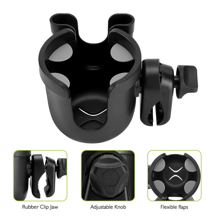 Accmor Stroller Cup Holder with Phone Holder, Bike Cup Holder, Universal Cup Holder for Uppababy Nuna Doona Strollers, 2-in-1 Cup Holder for Walker, Wheelchair, Scooter