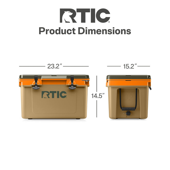 RTIC Ultra-Light 32 Quart Lightweight Hard Cooler, Insulated Portable Ice Chest 13 lbs, 48-Can Capacity, 5-Day Ice Retention, for Camping, Fishing, Beach, Boat, Picnic, Day Trip, Trailblazer