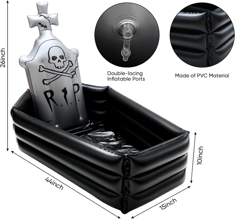 44 Inch Halloween Inflatable Tombstone Coffin Drink Cooler Party Supplies