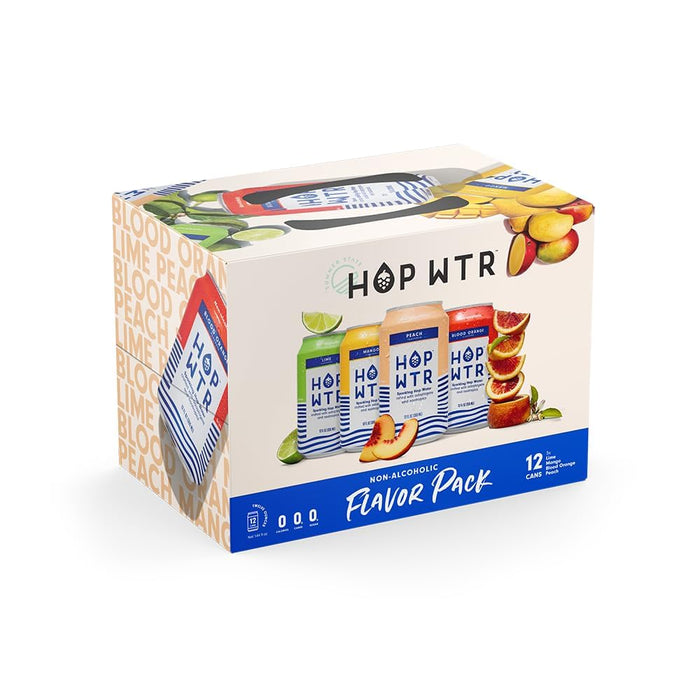 HOP WTR Sparkling Hop Water, Variety Pack 12 Pack, Sugar Free, Low Carb Non Alcoholic Drinks, NA Beer, Adaptogen Drink, No Calories, Adaptogens & Nootropics for Added Benefits, 12 oz Cans