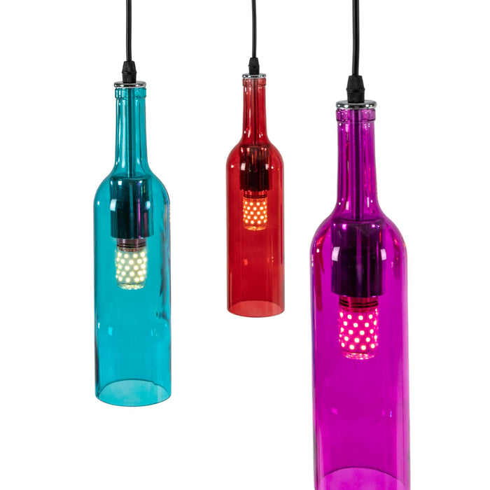 Colorful Beer Bottle Chandelier, 8 Heads Glass and Metal Suspension Device Ceiling Glass Ceiling Light Fixture, ‎Indoor Ceiling Mount Beer Bottle Chandelier for Bars, Restaurants, Living Rooms