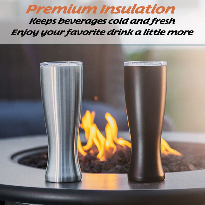 MASON FORGE | Stainless Steel Pint Double Insulated Beer Tumbler | Double Wall Vacuum Insulated | Sweat & Condensation Free | HOT or COLD Beverages | Pilsner Style Glass