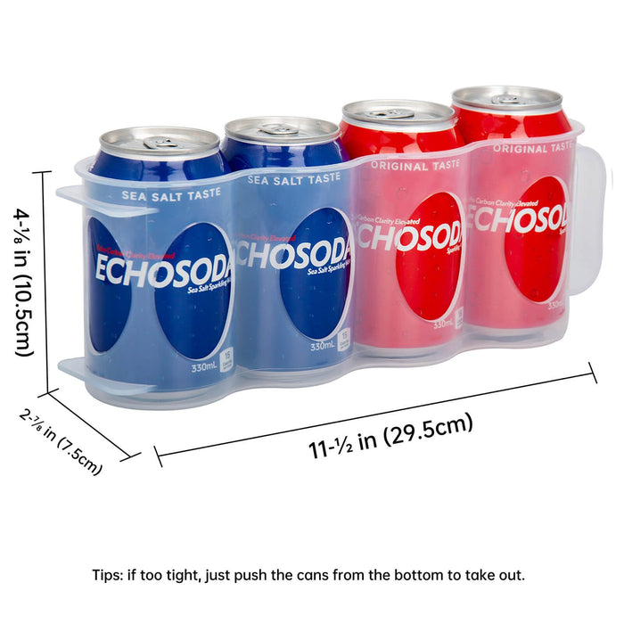 ChasBete Portable Soda Can Organizer for Refrigerator Shelf, Beer Can Holder, Fridge Storage Sliding Rack, Clear Plastic 2 Pack