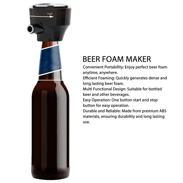 Beer Foamer, Beer Foam Maker, Electric Quick Foaming Beer Bubbler, Wine Pourer Dispenser with Bottled Canned Adapter Universal for Bottled Beer
