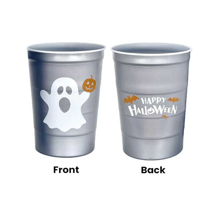 Steel Chill Cups 16 oz. Reusable Party Cups, Happy Halloween, 12 Count
