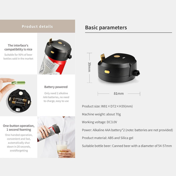 Can Beer Foam Maker - Awesome Compact Gift for Beer Lover, Thanksgiving & Christmas. Turn Basic Bottled Beer into a Delicious and Perfect Tasty Beer with Ultra Fine Foam