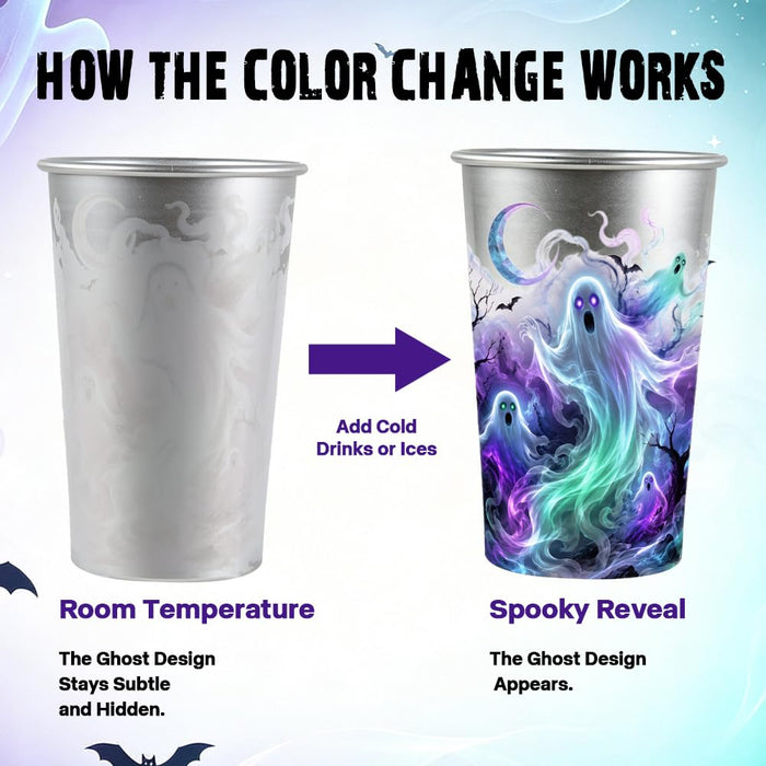 16oz Ghost Color Changing Cup Cold Activated, Halloween Party Supplies