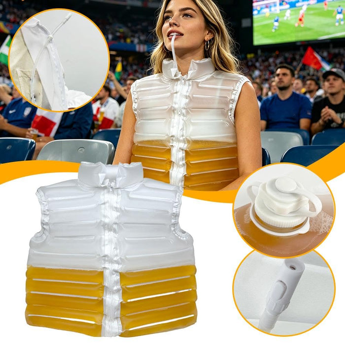 Beer Jacket With Straw, Transparent Puffer Coat, Fun Beer Beverage Holder, Party Essential, Drinkable Jacket for Festivals And Outdoor Events, Beergifts for Couple
