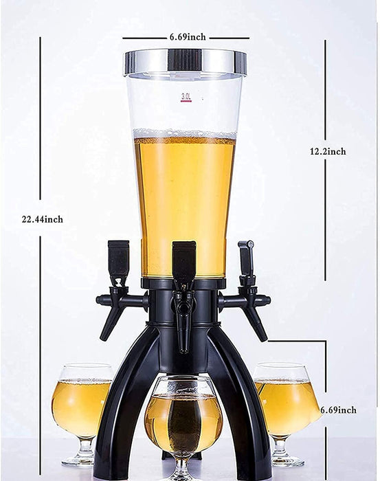 JOMRTS Beer Dispenser 3L Beer Dispenser, 3 Faucets and Ice Pipes for Beverages and Beverages in Party Barbecue Restaurants