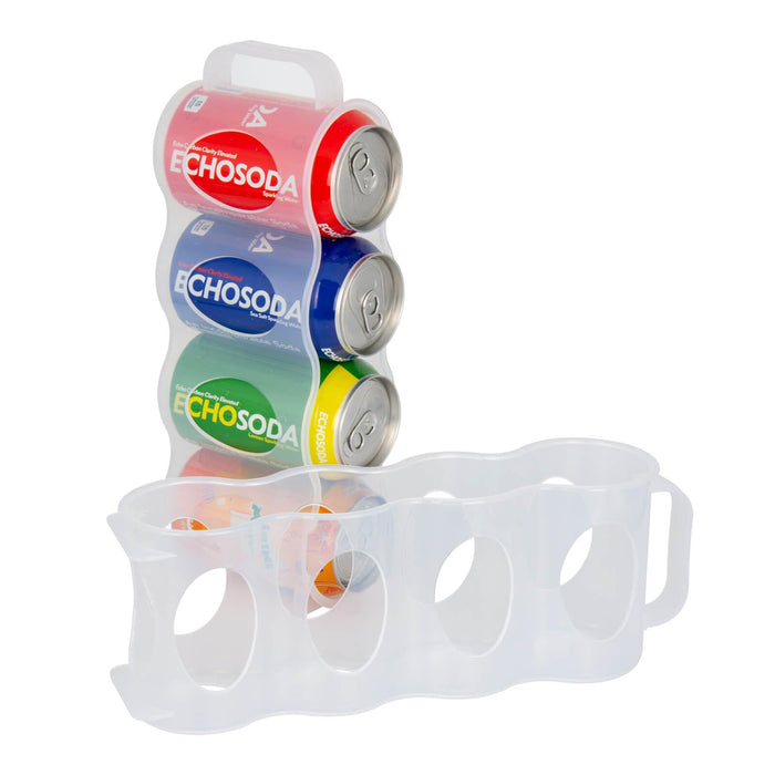 ChasBete Portable Soda Can Organizer for Refrigerator Shelf, Beer Can Holder, Fridge Storage Sliding Rack, Clear Plastic 2 Pack