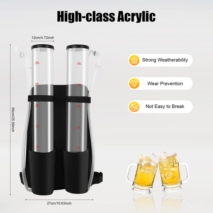 Portable Beer Dispenser, Dual Tank Backpack Drink Dispenser, Backpack Beer Liquor Dispenser,Party Beverage Drink Dispenser ﻿