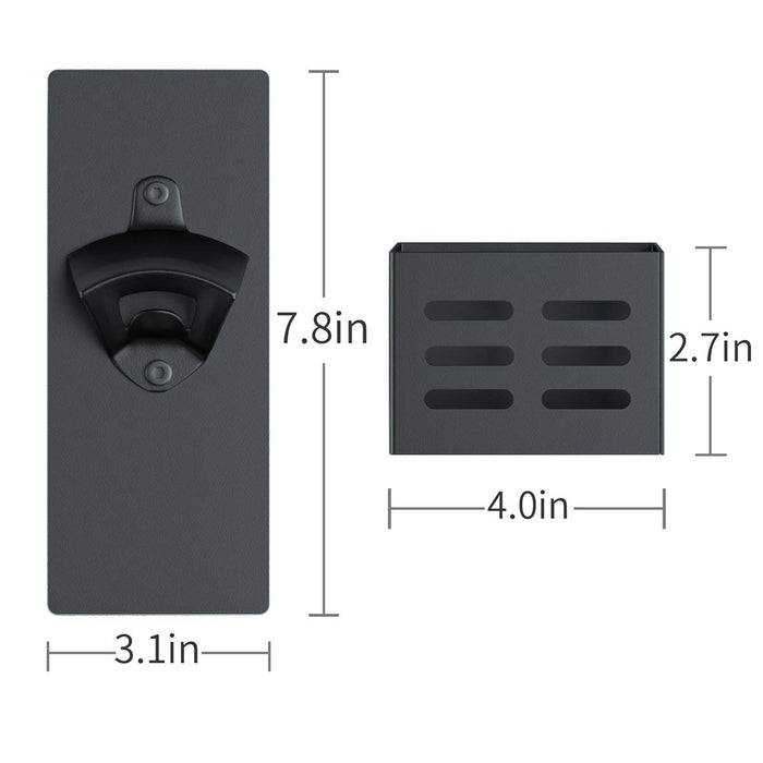 weallbuy Magnetic Bottle Opener with Cap Catcher,Removable Wall Mounted Beer Bottle Opener for Kitchen Fridge,Beer Gifts for Men (black)