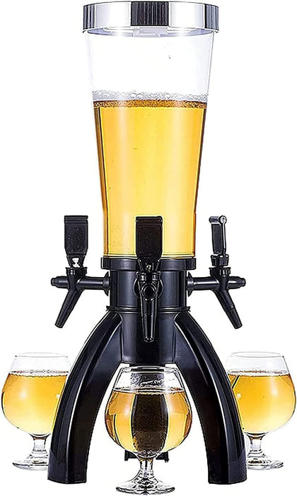 JOMRTS Beer Dispenser 3L Beer Dispenser, 3 Faucets and Ice Pipes for Beverages and Beverages in Party Barbecue Restaurants