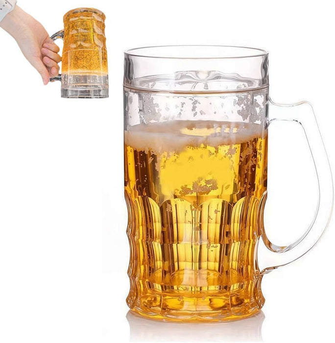 Fake Beer Mug, 400ml Large Capacity Double Layer Prank Cup, Realistic Novelty Drinking Glass for Party Gag Gifts, Home Bar Decor