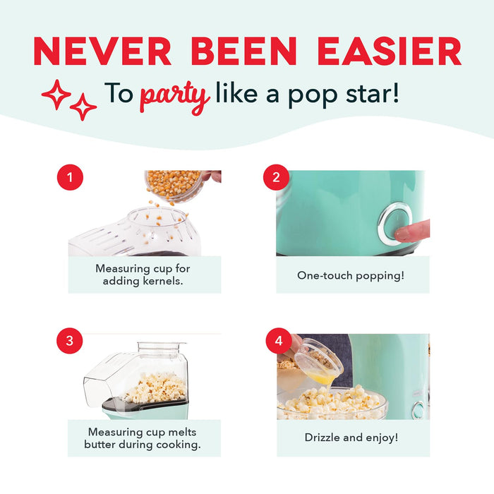Dash Fresh Pop Popcorn Maker, 16-Cup Hot Air Popper, Aqua