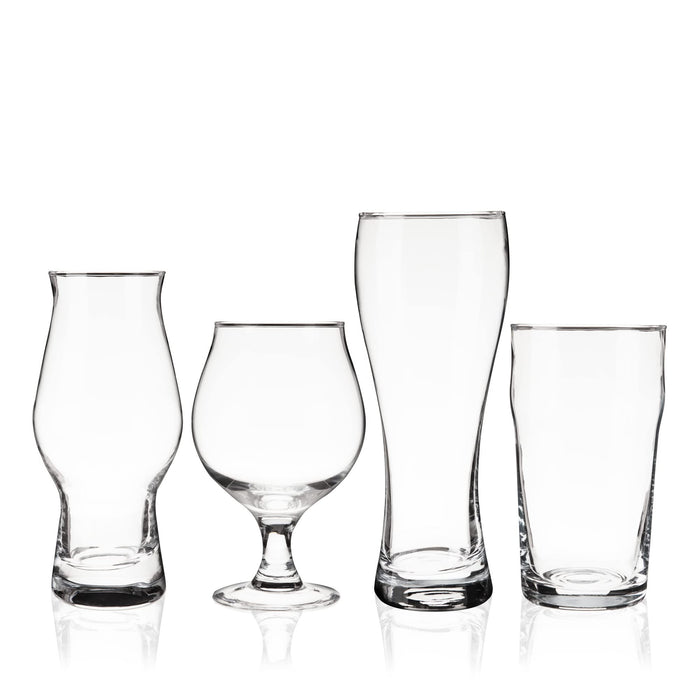 True Beer Glasses Gift Set, Durable Clear Tasting Kit for IPA, Belgian Ales, Wheat Beers, Stouts, Porters, Perfect for Beer Lovers, Home Bar, Birthday Gifts for Men, Set of 4
