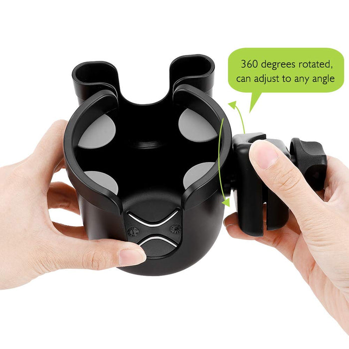 Accmor Stroller Cup Holder with Phone Holder, Bike Cup Holder, Universal Cup Holder for Uppababy Nuna Doona Strollers, 2-in-1 Cup Holder for Walker, Wheelchair, Scooter