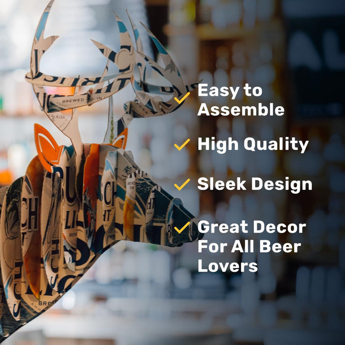 BEER DEER Busch Light Deer Head - 3D Cardboard Mount Wall Art - Man Cave Decor - Crafted for Garages, Bars, Country Rooms & Beer Lovers - Easy Assembly & Durable Design