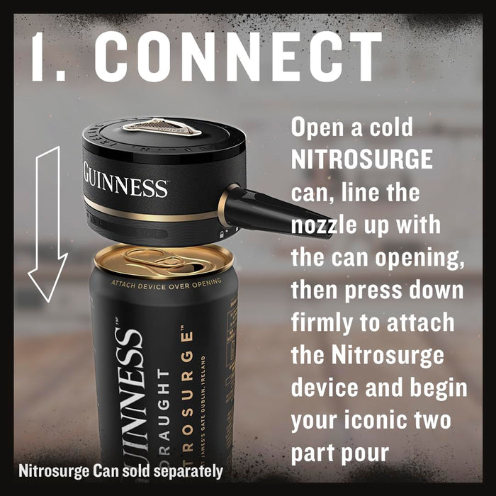 Guinness Draught Nitrosurge Device, Stout Beer, Perfect Pub Pour at Home, Rich Smooth Head & Sweetness of Malt Balanced with Hops, Cans Sold Separately, Device Only, Black