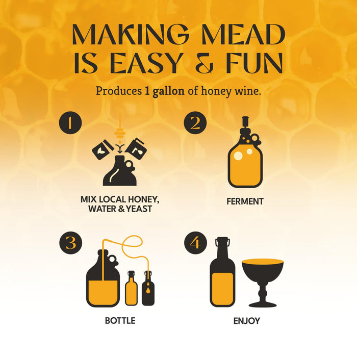 Craft A Brew - Deluxe Mead Making Kit - 1 Gallon Homebrew Starter Set with Backsweetening & Bottling Tools - DIY Mead Brewing Kit for Beginners - Just Add Honey