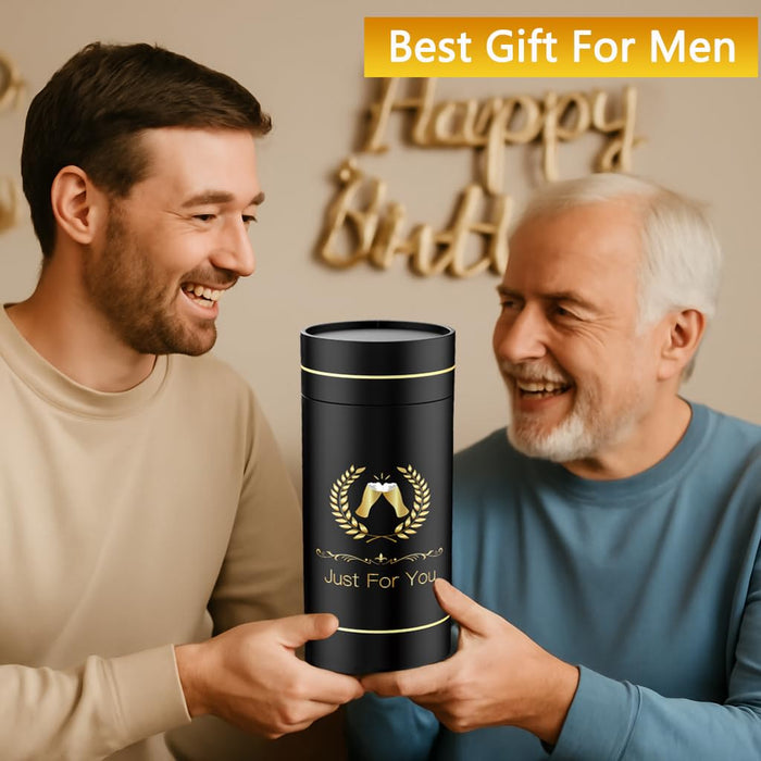 GALOFAY Retirement Beer Glasses Gifts, Personalized Glass Ware Set for Men, Black Gift Package with Drinking Glass, Coaster, and Farewell Card for Retired Man